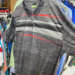 PGA Tour Men's Polo Shirt with Gray and Red Accents